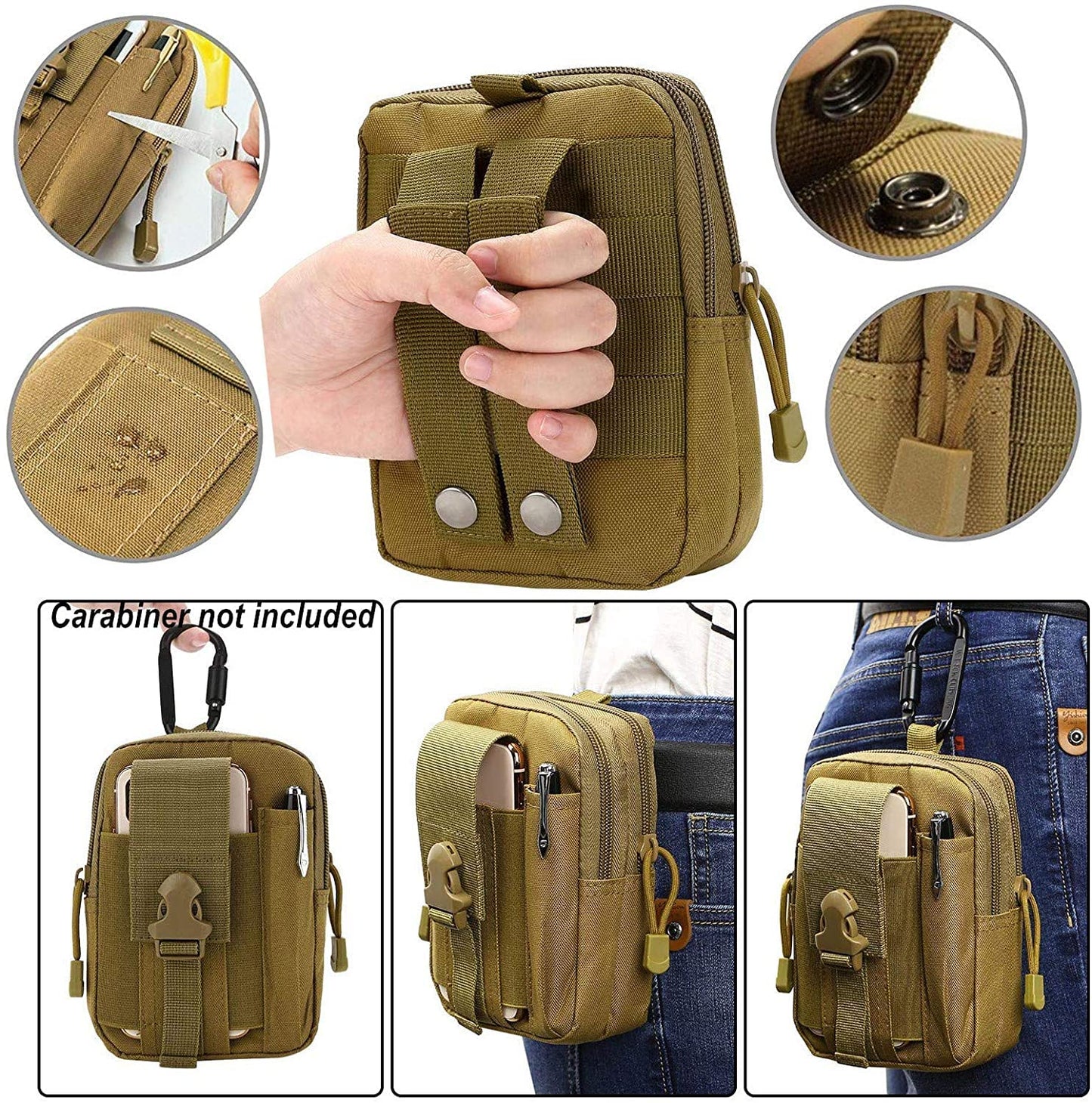 abcGoodefg 2 Pack Work Belt, Military Style Tactical Belts for Men, Quick-Release Metal Buckle with Molle Key Ring Holder & EDC Pouch