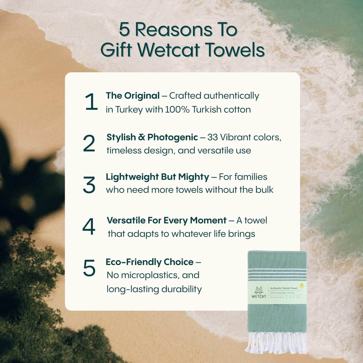 WETCAT Turkish Beach Towel Oversized (38"x71") 100% Turkish Cotton, Made in Turkey - Sand Free, Extra Large, Ultra Soft, Quick Drying, Compact & Lightweight for Travel - Black