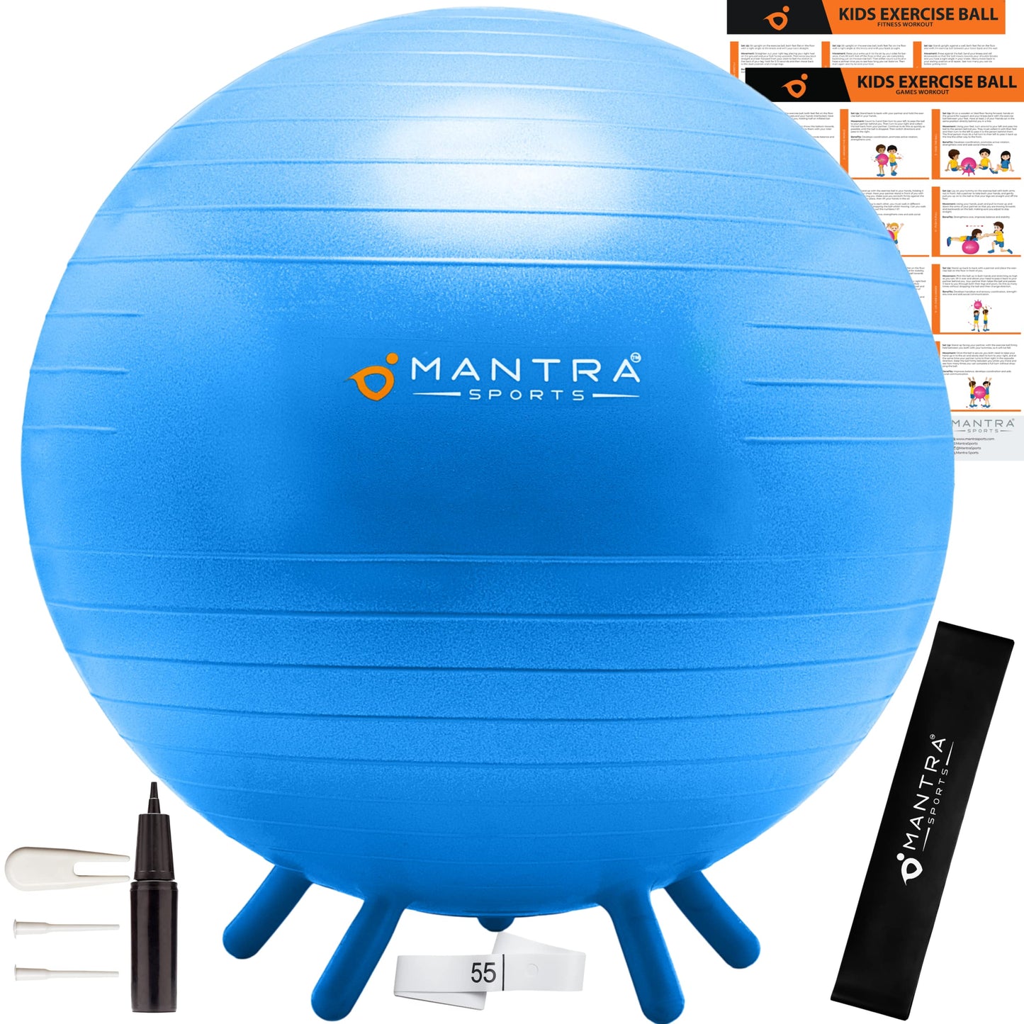 Mantra Sports Kids Yoga Ball Chair for Classroom, Blue, 1