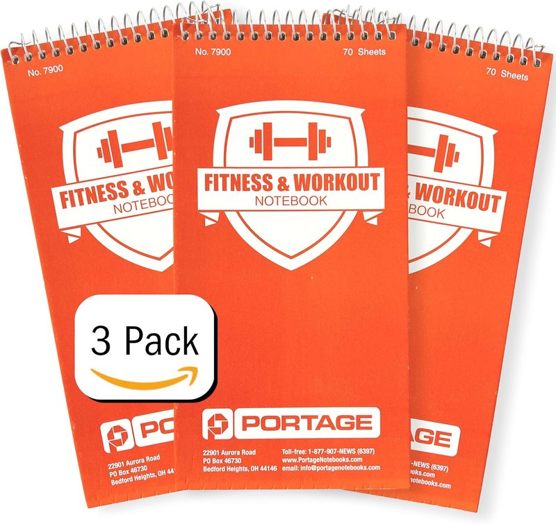 Fitness Journal - Workout Log & Exercise Planner for Bodybuilding | 4 x 8 Inches, 140 Pages (Pack of 3)