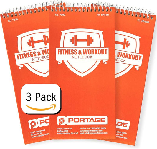 Fitness Journal - Workout Log & Exercise Planner for Bodybuilding | 4 x 8 Inches, 140 Pages (Pack of 3)