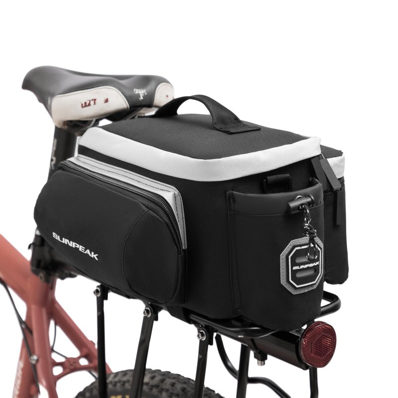 Sunpeak Bike Rear Rack Bag Waterproof Ebike Mountain Bicycle Saddle Bag 12L Cycling Pannier Trunk with Reflector & Shoulder Strap for Commuter Travel Outdoor
