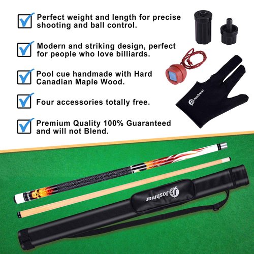 JOSHMAR Professional Pool Stick – Premium Pool Cue Made with Beautiful, Unique, Luxury Design, and the Best Canadian Hardwood Quality. Including 4 Accessories to Keep Your Pool Stick on Top Conditions