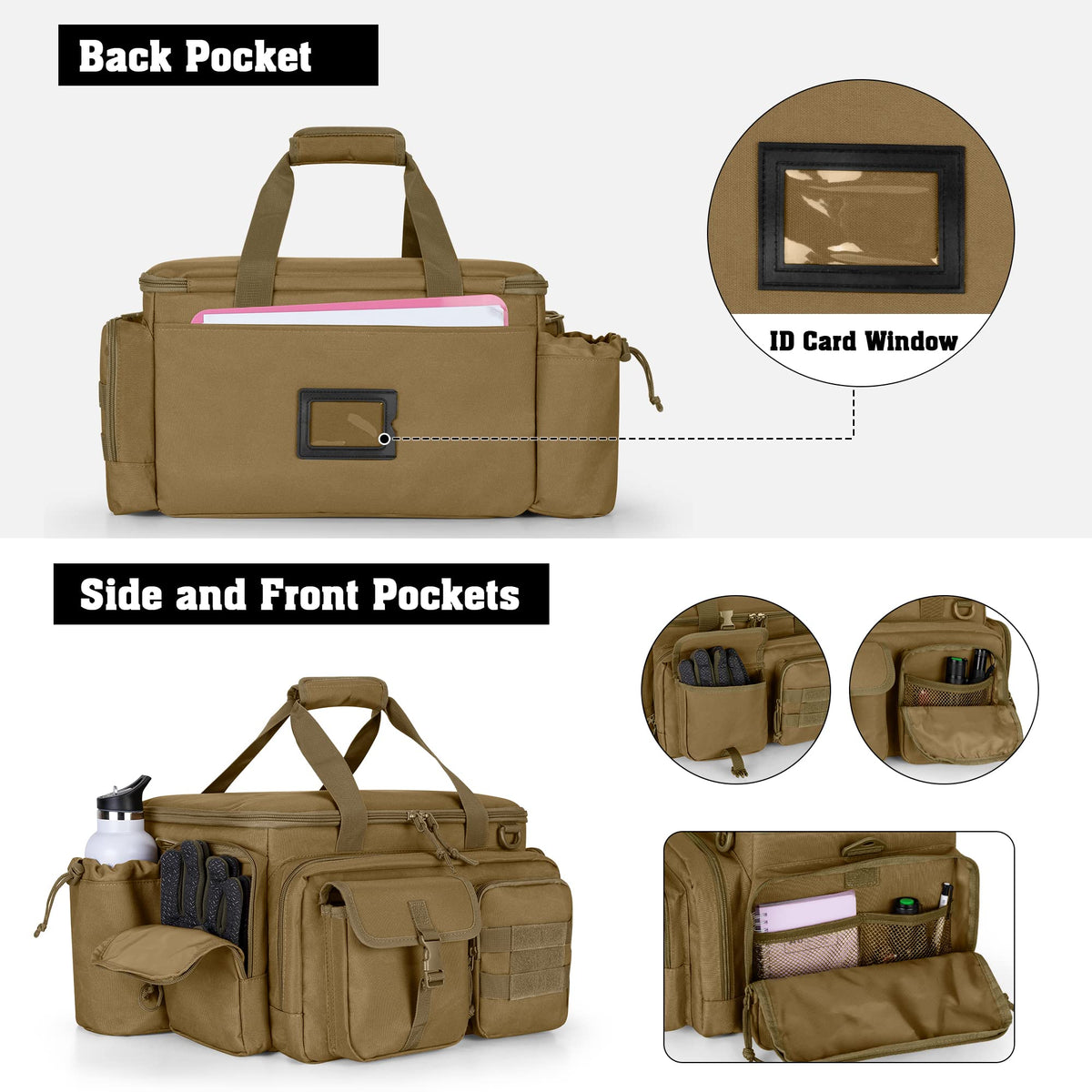 DSLEAF Tactical Pistol Range Bag with 4 Pistol Cases, Padded Gun Duffle Range Bag with 16X Magazine Slots and Extra Pockets for Ammo and Essentials (Patent Design)