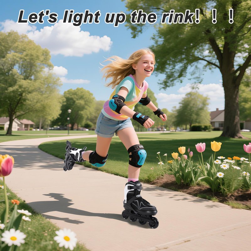Kids Adjustable Inline Skates Ages 4-12, Youth Inlie Skates for Girls Boys 5-8 8-12 with Full Light Up Wheels, Fun Illuminating Skates for Kids Men Adult Women and Boys.