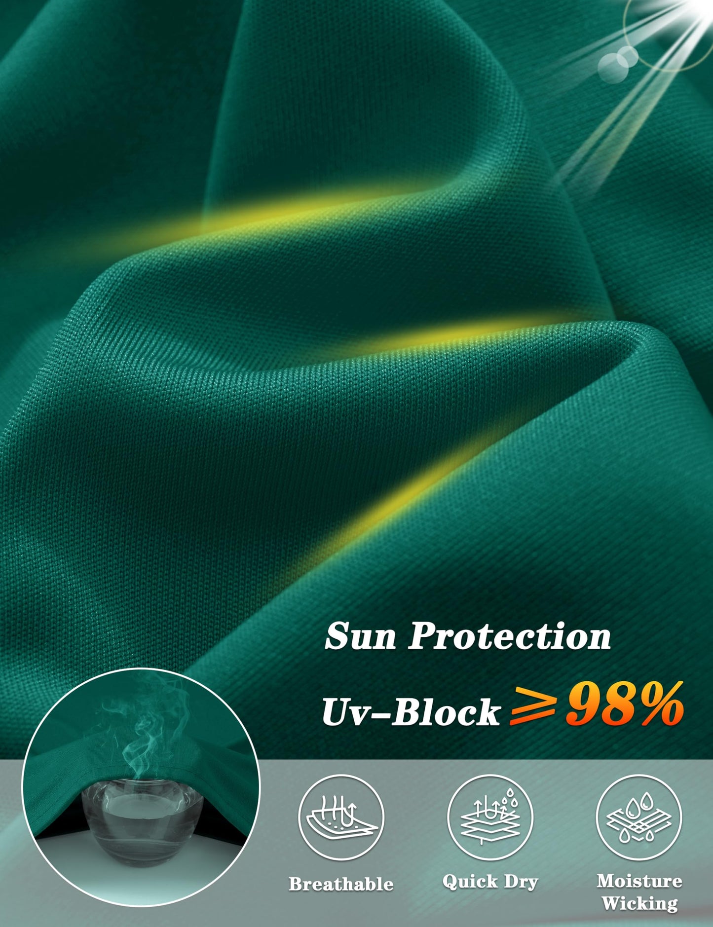 KEFITEVD Sun Shirts for Men Short Sleeve UPF 50+ Swim Shirts Rash Guard T-Shirt Lightweight Quick Dry Fishing Hiking Shirts Emerald Green