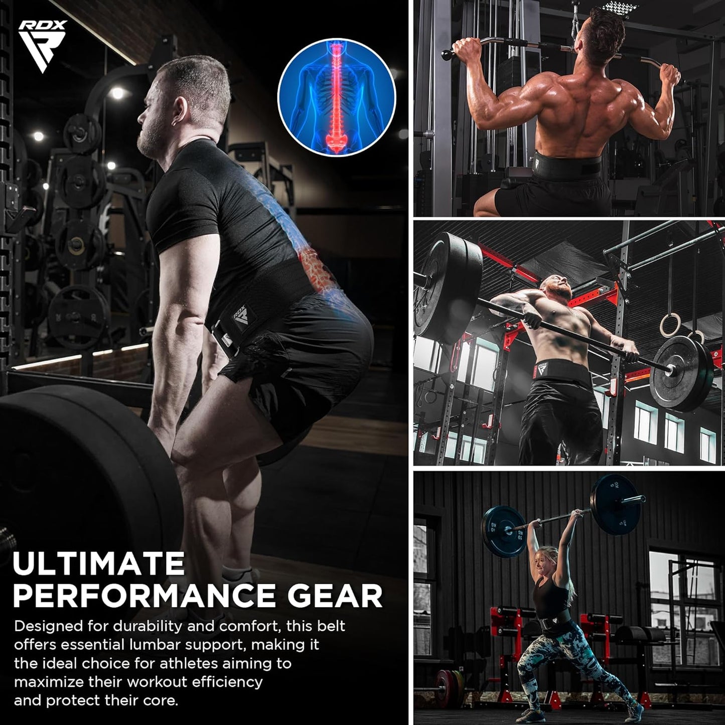 RDX Weight Lifting Belt - 4” Auto Lock Adjustable Gym Belt for Olympic Training | Supports Men & Women for Powerlifting, Bodybuilding, Deadlifts