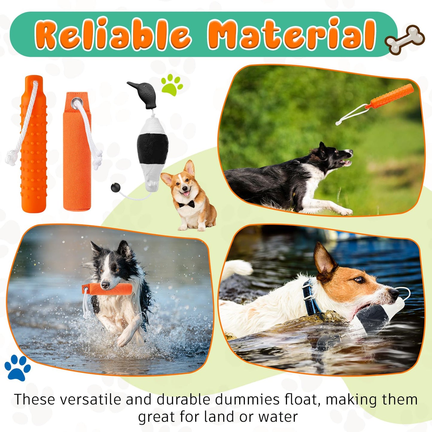 Blueweenly 3 Pcs Canvas Bumper Dummy Bumper Dog Float Toys for Hunting Retriever Training Dog Retriever Outdoor Training Toy Hunting Recognition Trainers(Bright,Pheasant with Feet)