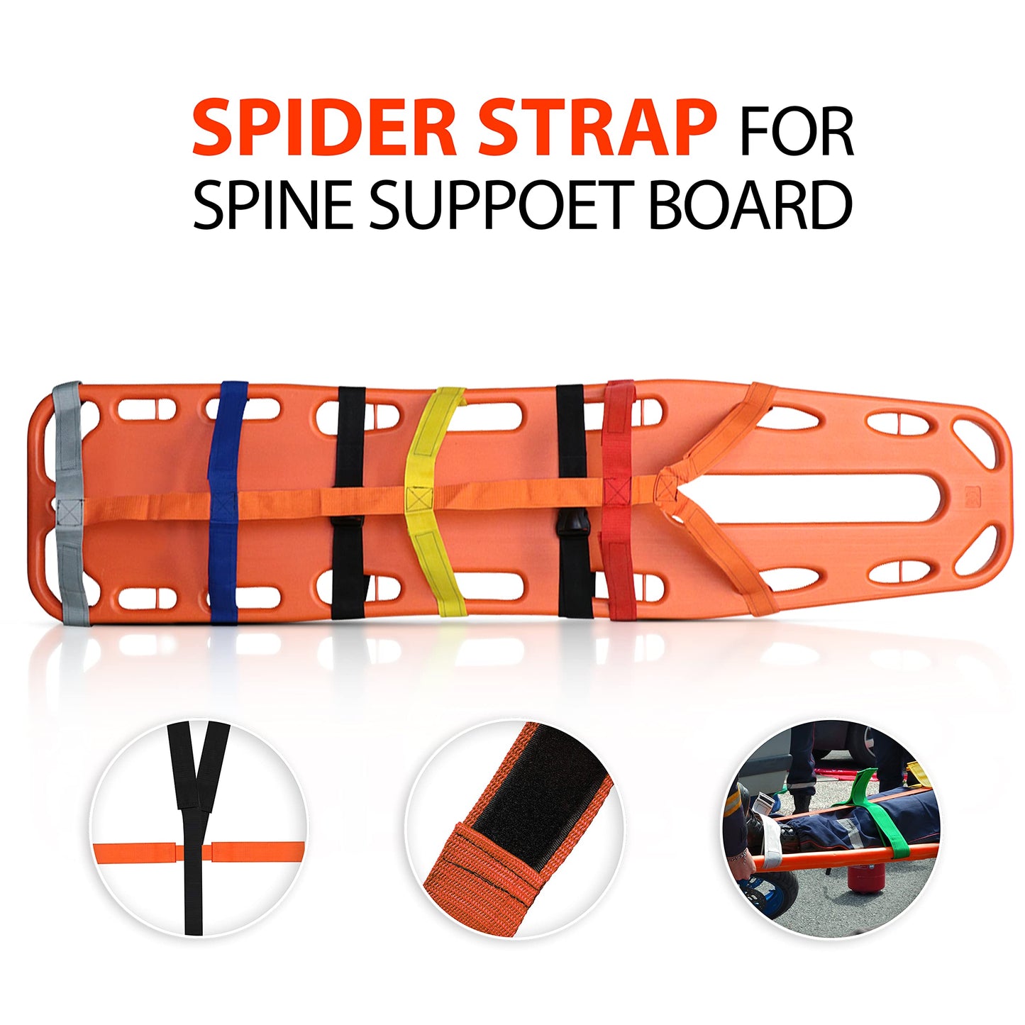 SURGICAL ONLINE First Responder EMT Backboard Spine Board Rescue Stretcher Immobilization with Head Bed and Spider Straps - Gift EMT Trauma Bag (Green)