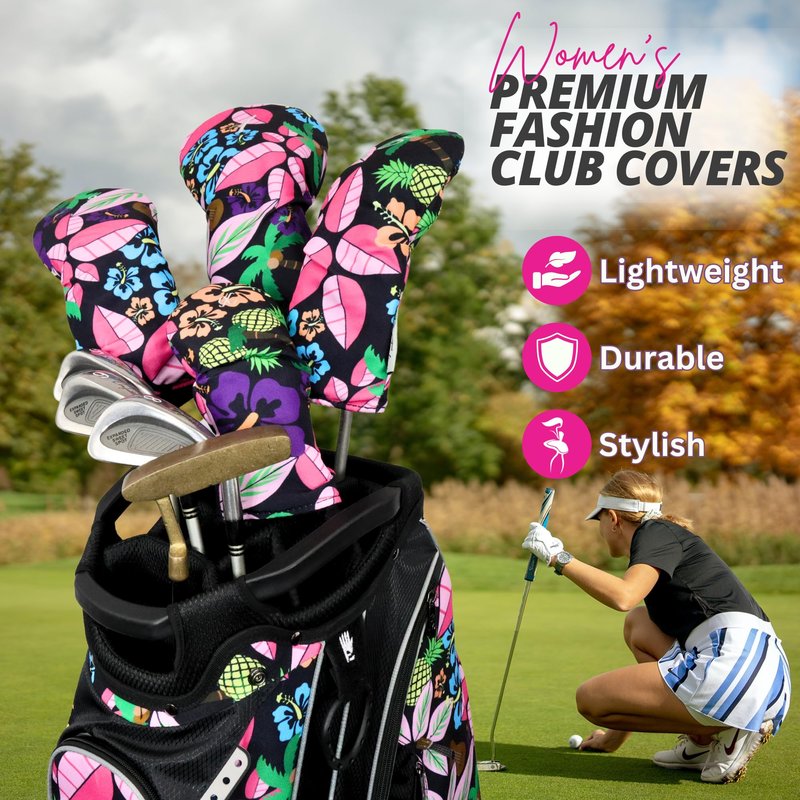 Taboo Fashions Resort Collection Golf Club Covers for Women - Numbered Golf Headcovers Set for Driver, Fairway and Hybrid Clubs - Weather Resistant, Pack of 4 (Tropical Paradise)