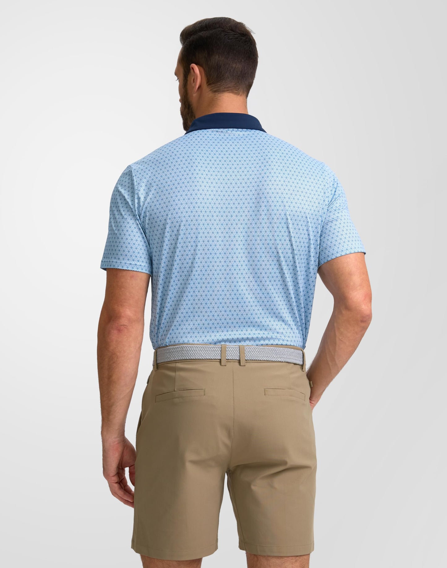 Obla Mens Golf Polo Shirts Short Sleeve Dry Fit Performance Moisture Wicking Casual Print Collared Golf Shirts for Men(Blue Flower_XXXL)