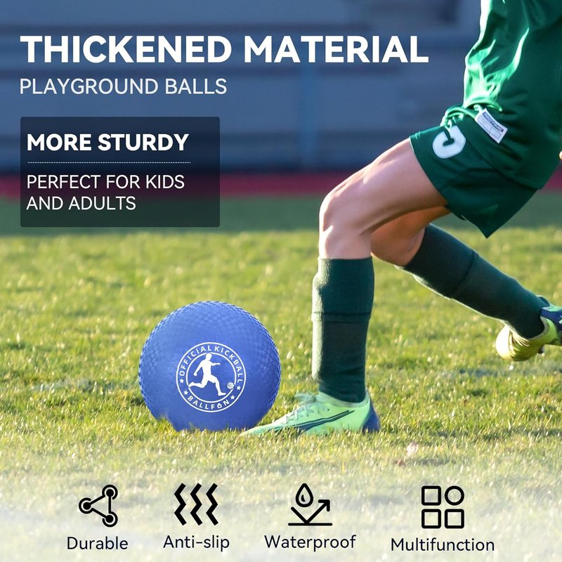 Kickball Playground Balls - Rubber Dodgeballs for Kids & Adults | Indoor & Outdoor Fun