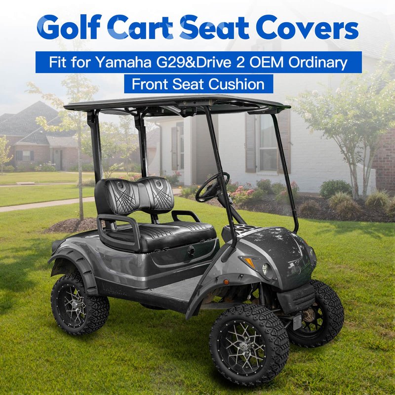 NOKINS Golf Cart Seat Covers, Fits YAMAHA/G29/Drive2 OEM Standard Front Seat Cushion, Yamaha Vinyl Seat Covers, No Stapler Required (Gradient Diamond Black&Black)