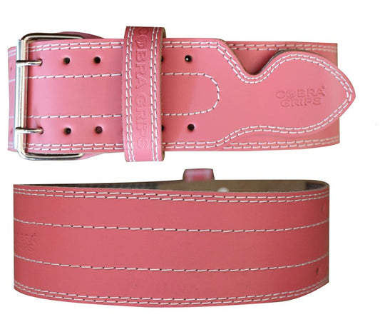 Weight Power Lifting Belt 4” Wide Cobra Grips Best Premium Genuine Leather Belt For Men & Women Adjustable Weightlifting Back Support (Pink, Small 27"-35")