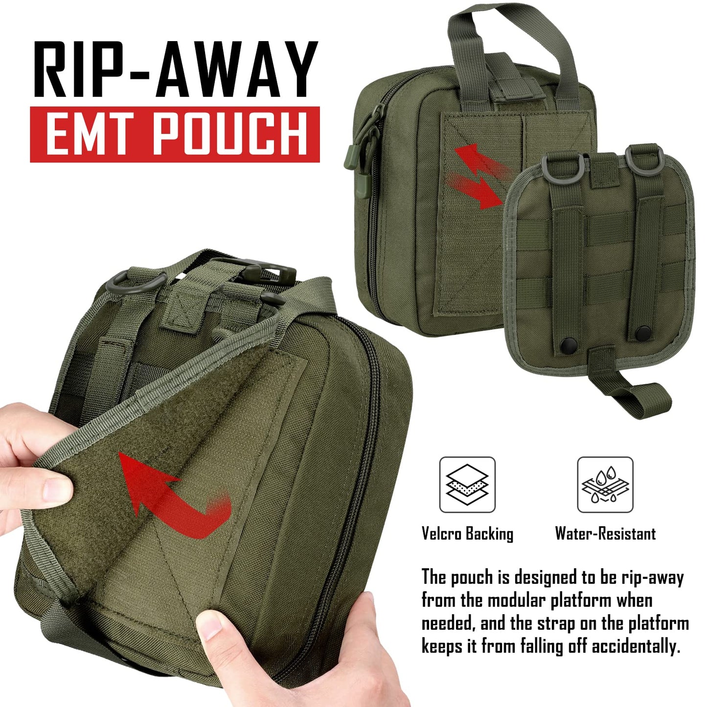 LIVANS 1000D First Aid Bag Empty Medical Ifak Pouch Molle EMT Pouches Rip-Away Tactical Military Trauma Emergency Medic Bag