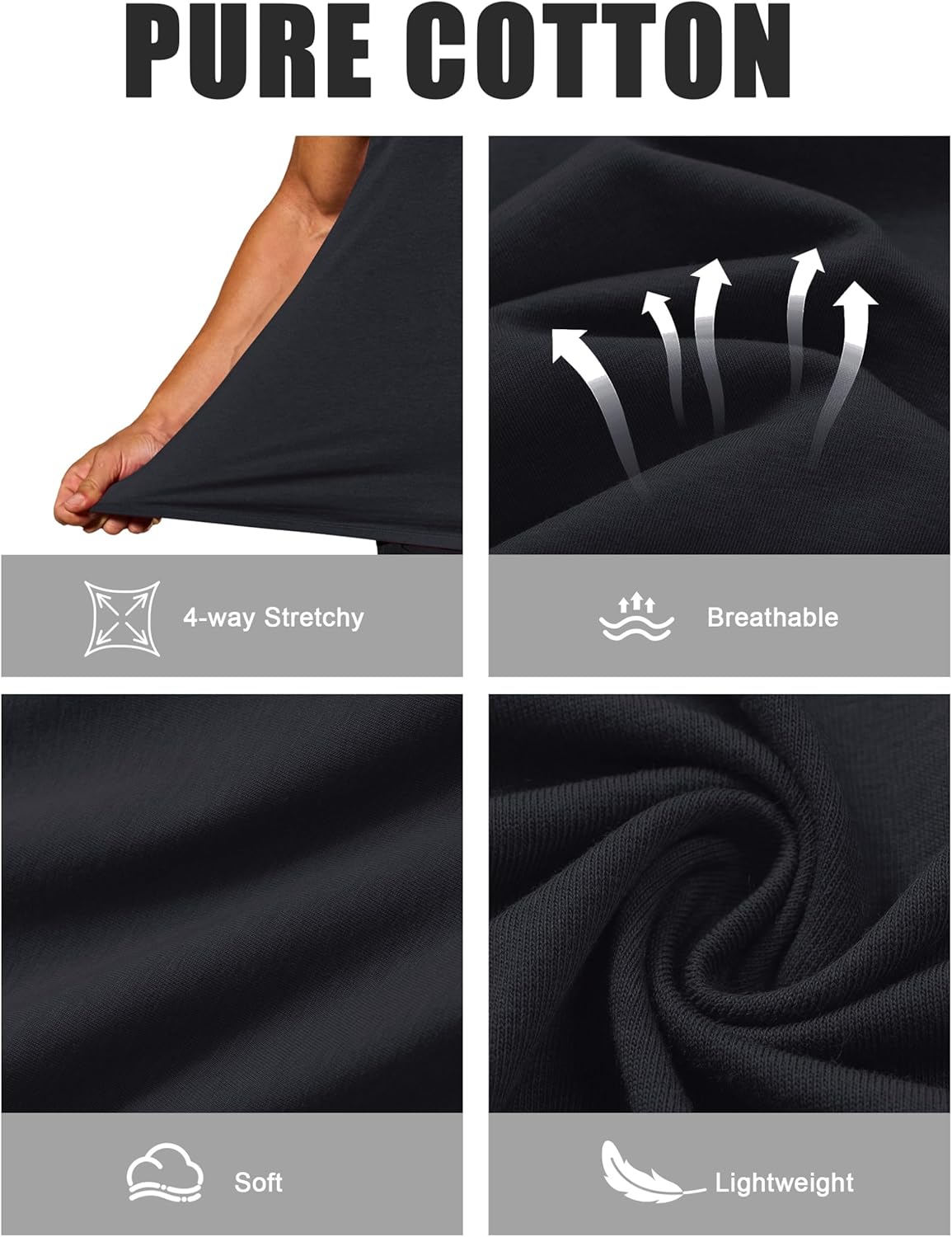 Men's Cotton Tank Tops - Sleeveless Workout Shirts for Summer | Black XL