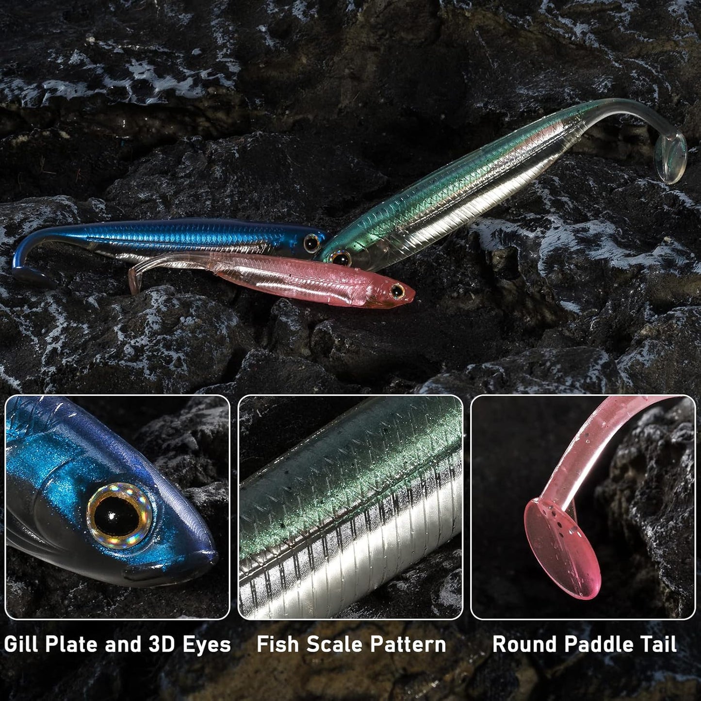 Dr.Fish Paddle Tail Swimbaits - Soft Fishing Lures for Bass | 2.75-4.75 Inch Freshwater & Saltwater Baits