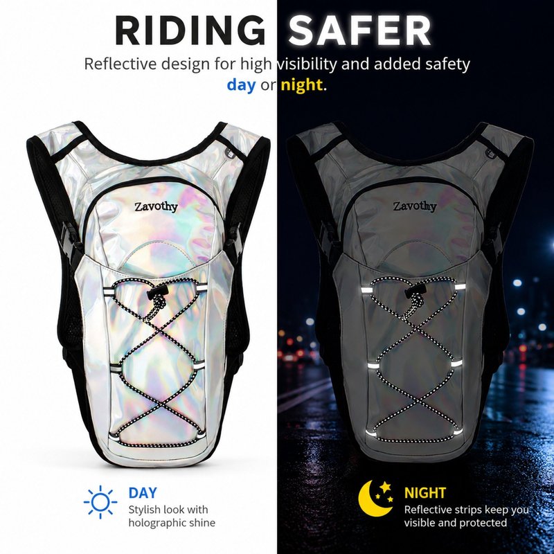 Zavothy Rave Hydration Backpack Lightweight Water Backpack for Cycling Running Hydration Pack Hiking Backpack with 2L Water Bladder White