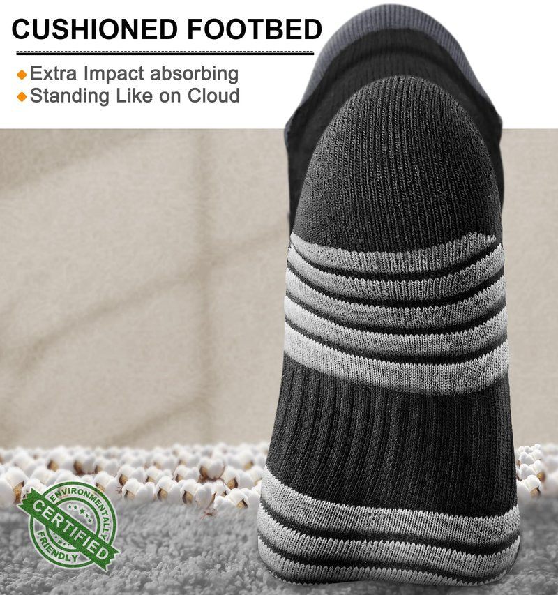 BULLIANT Men Running Socks,Active Ankle Socks No Show For Men With Cushioned Footbed Arch Support Breathable Wicking(6Pairs,Shoes Size:Men 13-15)