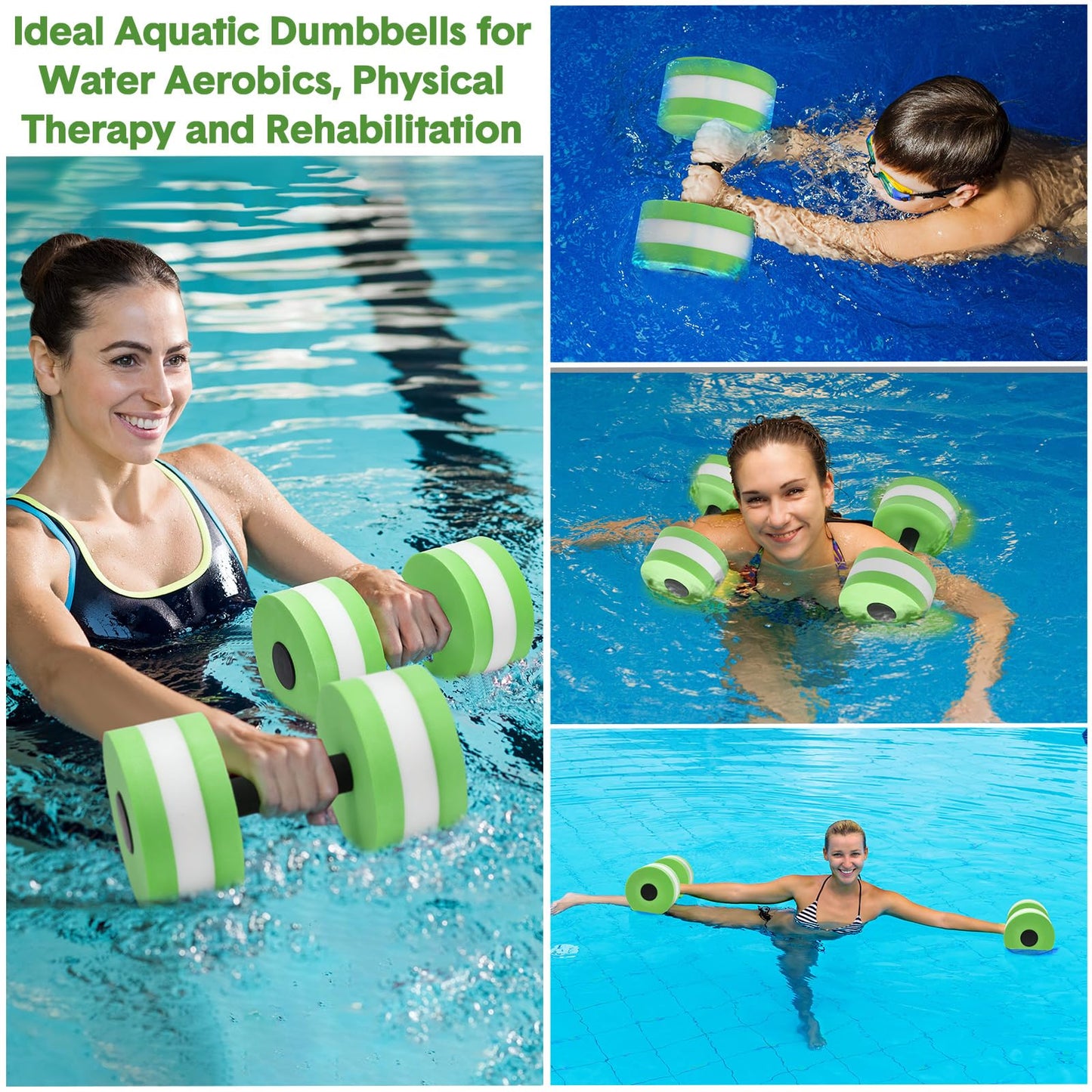 Motionchic 5 Pcs Aquatic Exercise Set Including 2 Ankle Swimming Weights 2 Lightweight Aquatic Exercise Dumbbells and Swim Belt Pool Exercise Equipment for Aquatic Aerobics Exercise (Cyan)