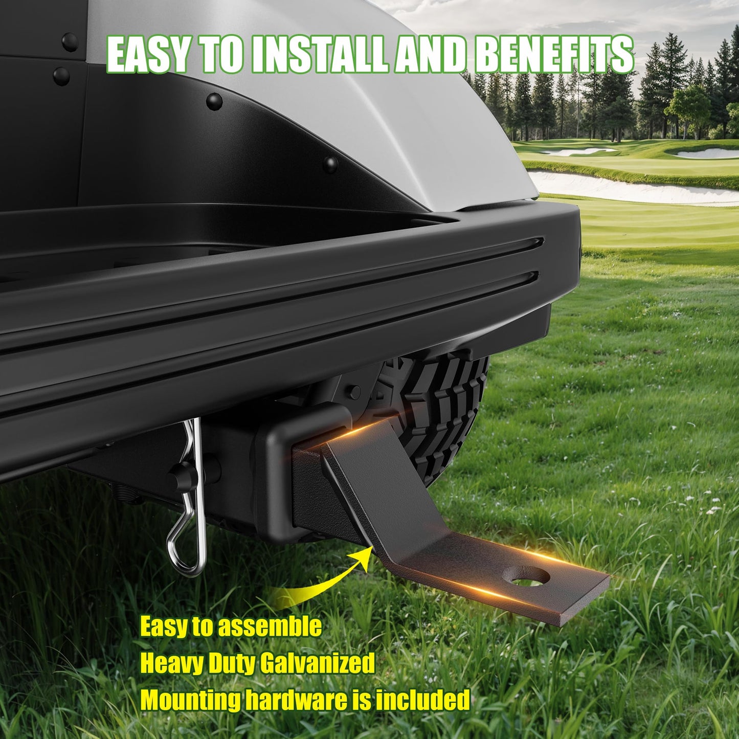 10L0L Deluxe Golf Cart Trailer Hitch and Receiver Kit, Bumper Hitch Compatible with/Replacement for Yamaha Drive 2 (2017-Up) Golf Carts