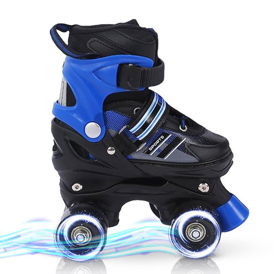 Endless EL1029 Adjustable Roller Skate | Color: Blue | Size: Medium (US1-US5) | for Kids 6 to 12 Years | Strong Chassis and 70 mm PU 4 Flashing Wheels | ABEC 7 Bearings | Indoor-Outdoor