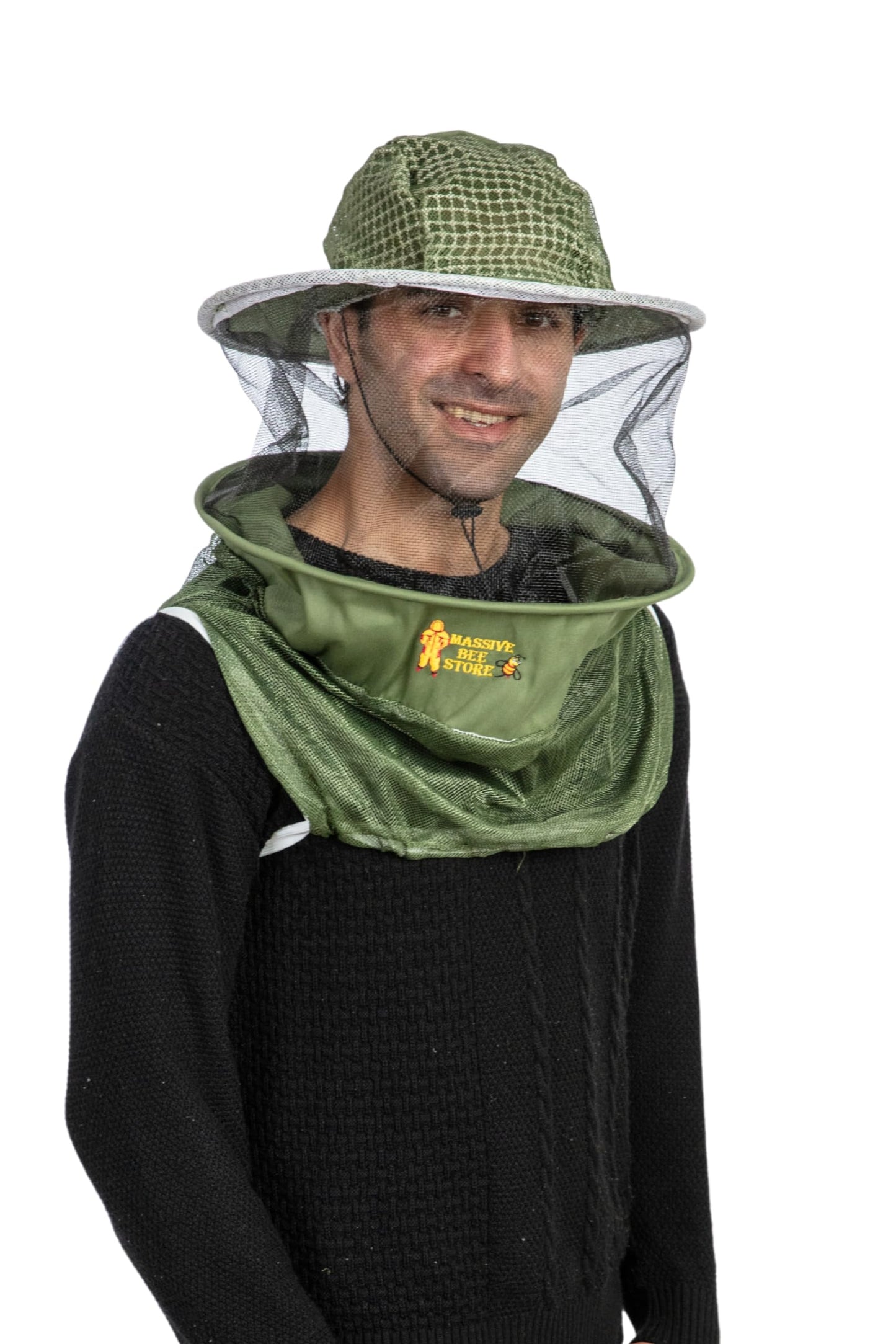 Massive Bee Store Three Layer Ventilated Beekeeping Veil in Round (3-Layer Hat, Olive Green)