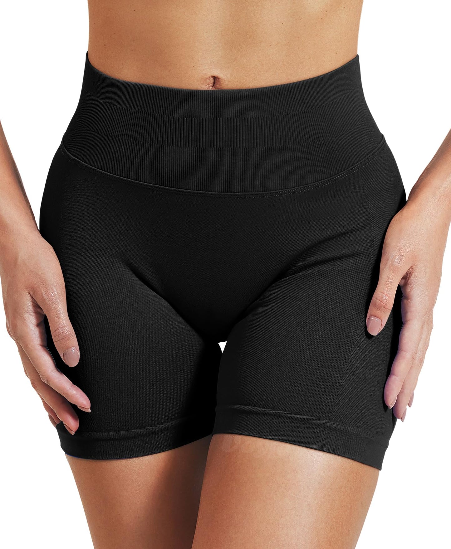 VOYJOY Women Workout Impact Shorts 2.5"/ 3.6"/ 4.5"/ 6" Scrunch Butt Lifting Gym Seamless Booty Biker Shorts Light Yellow