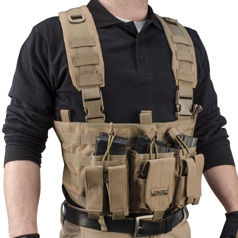 Barska Loaded Gear VX-400 Tactical Vest Adjustable Fit, 3 Dual Pouches, MOLLE Compatible, Padded Shoulder Straps, Quick-Release Buckles