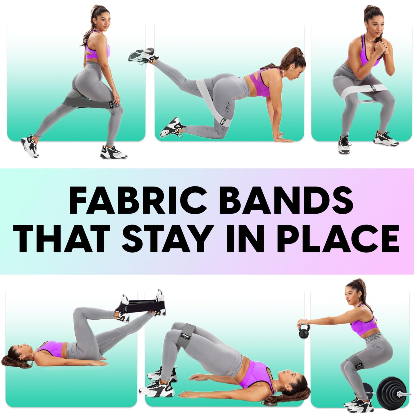 Fabric Resistance Bands for Working Out - 5 Booty Bands for Women and Men, Best Exercise Band Workout Bands for Workout Legs Butt Glute Hip - Gym Loop Fitness Bands Set for Home with Training Guide