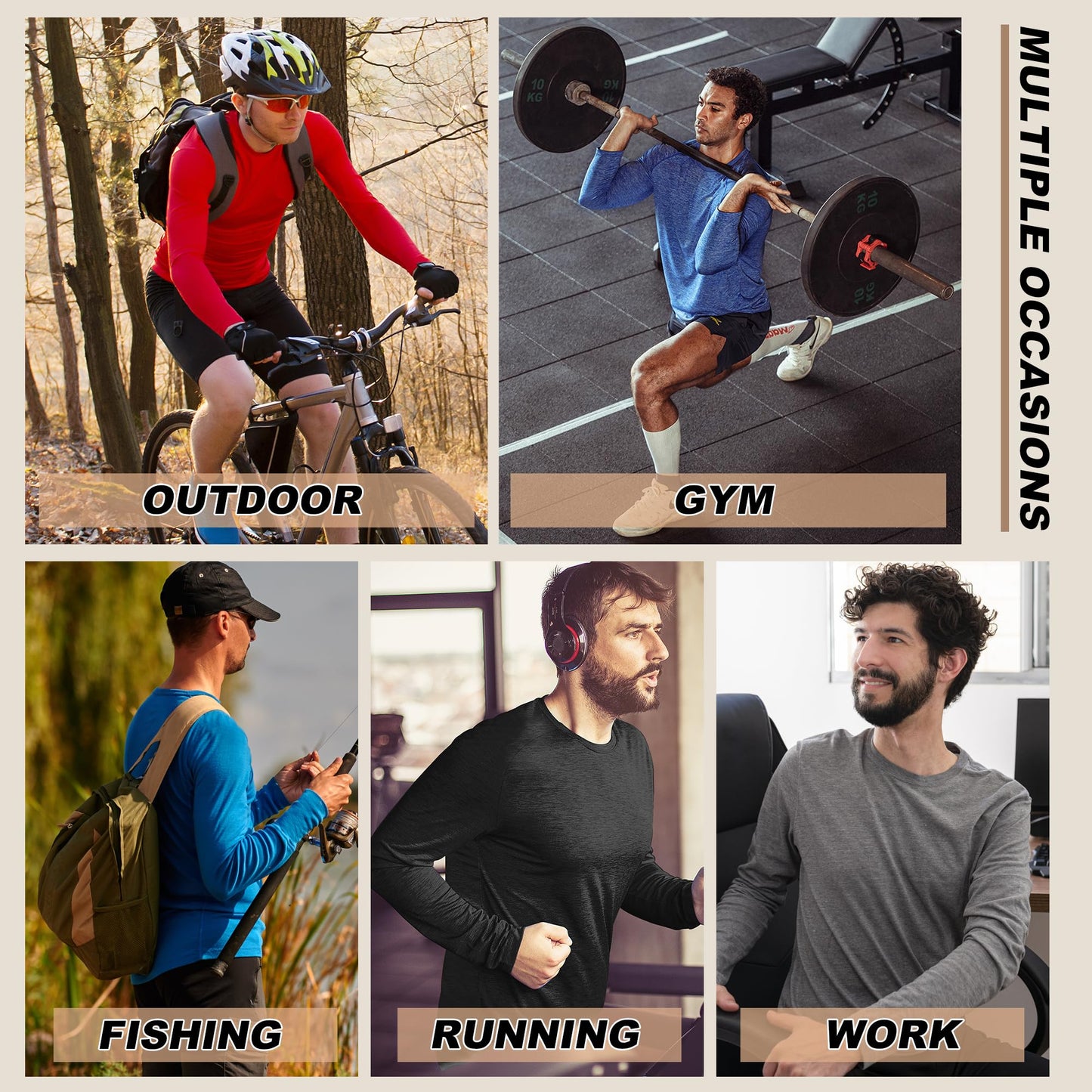 MLYENX 4 Pack Long Sleeve Shirts for Men UPF 50+ UV Sun Protection Quick Dry Moisture Wicking Workout Tee Shirts XL