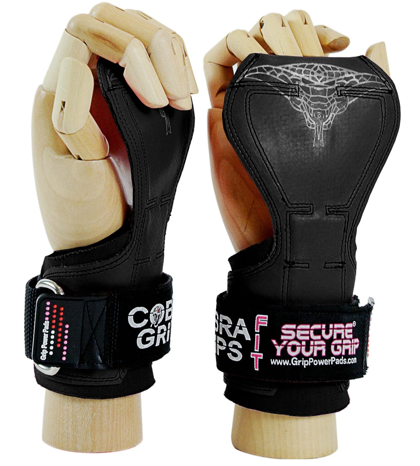 Cobra Grips FIT FOR LADIES! Weight Lifting Gloves Heavy Duty Straps Alternative to Power Lifting Hooks For Deadlifts With Built in Adjustable Neoprene Padded Wrist Wrap Support. (Women Black Rubber)
