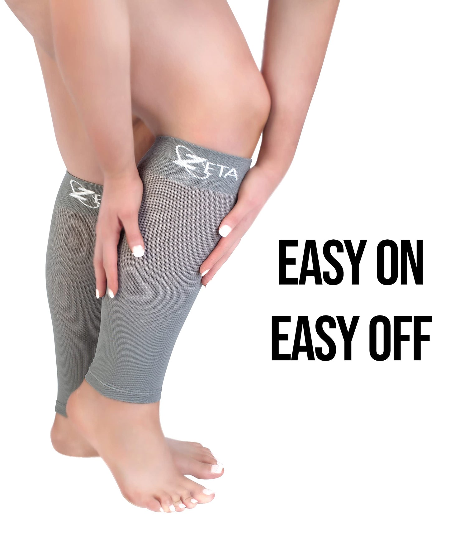 Zeta Wear Plus Size Leg Sleeve Support Socks - The Wide Calf Compression Sleeve Women Love for Its Amazing Fit, Cotton-Rich Comfort, Graduated Compression & Soothing Relief, 1 Pair, Size 4XL, Gray