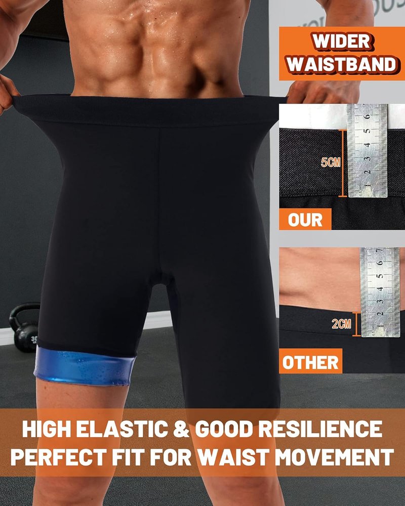 Men's Sauna Sweat Short Pants - Hot Thermo Compression Leggings for Workout & Body Shaping | High Waist Design