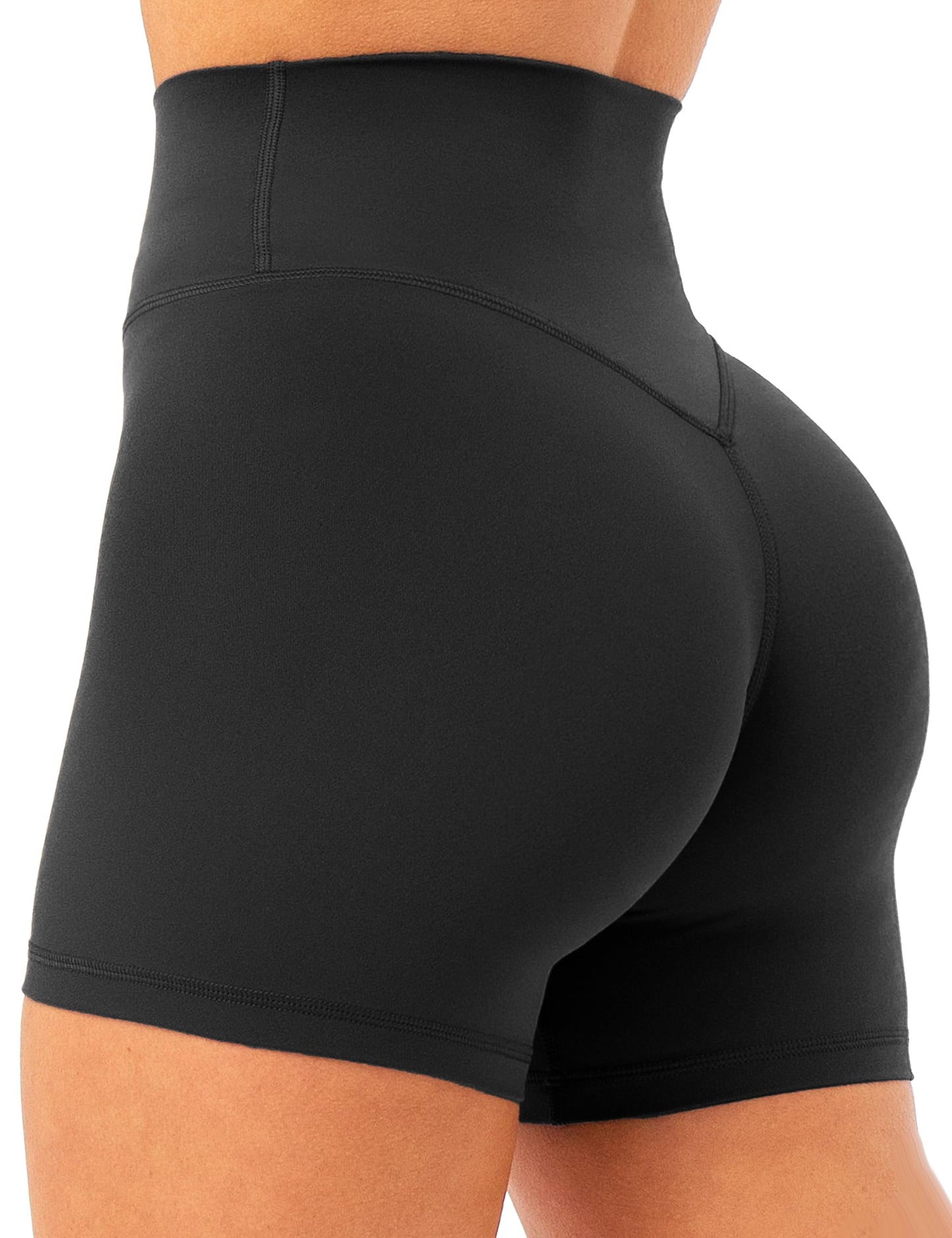 Unthewe Women's Workout Gym Biker Shorts High Waisted Athletic Booty Yoga Shorts with Tummy Control(U729-Black-S)