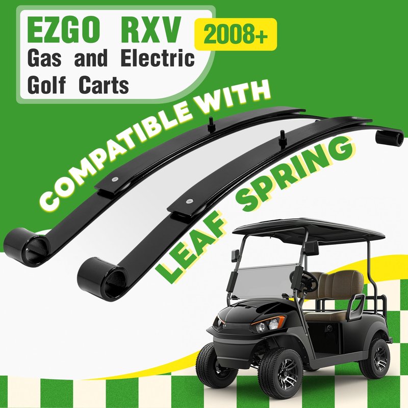 WUTIST Heavy Duty Rear 2-Leaf Spring Compatible with 2008-UP EZGO RXV Gas and Electric Golf Carts Black Steel Powder Coated Set of 2,OEM# 603498 604494