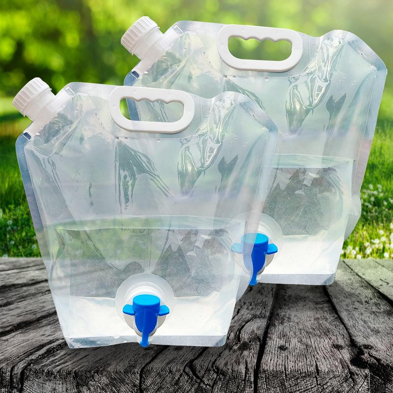 Cooltto 2 Pack 2.6 Gallon Premium Collapsible Water Container Bag, BPA Free Food Grade Clear Plastic Storage Jug, No-Leak Freezable Fold-able Water Bottle for Camping, Hiking, Backpacking, Emergency