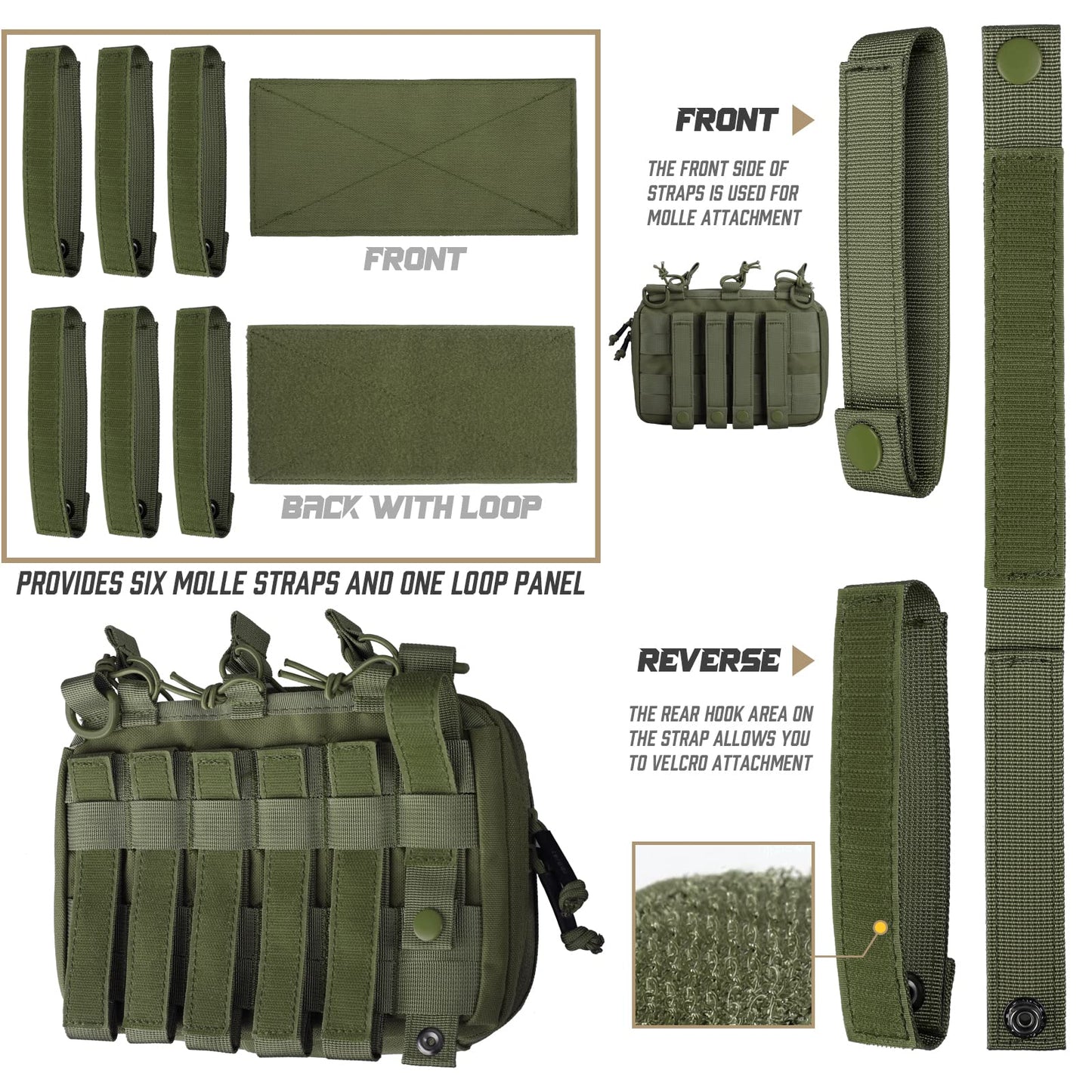 WYNEX Tactical Mag Admin Pouch, Molle Utility Tool Pouch Medical EMT Organizer with Triple Stacker Magazine Holder for M4 M16 Patch Included