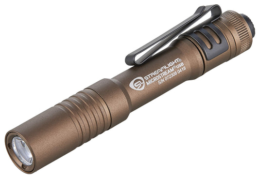 Streamlight 66609 MicroStream 250-Lumen EDC Ultra-Compact Flashlight with USB Rechargeable Battery, Box Coyote