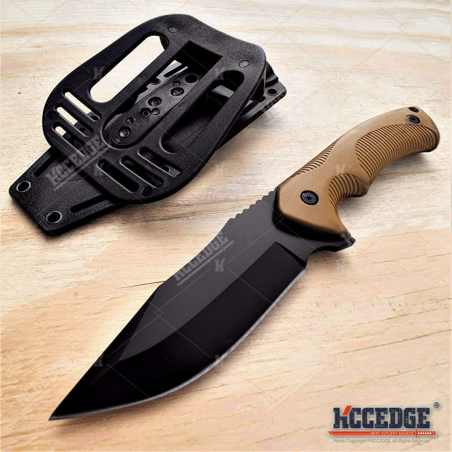 Tactical Knife Hunting Knife Survival Knife 9" Full Tang Fixed Blade Knives Camping Accessories Camping Gear Survival Kit Survival Gear And Equipment Tactical Gear 80213 (Coyote Brown)