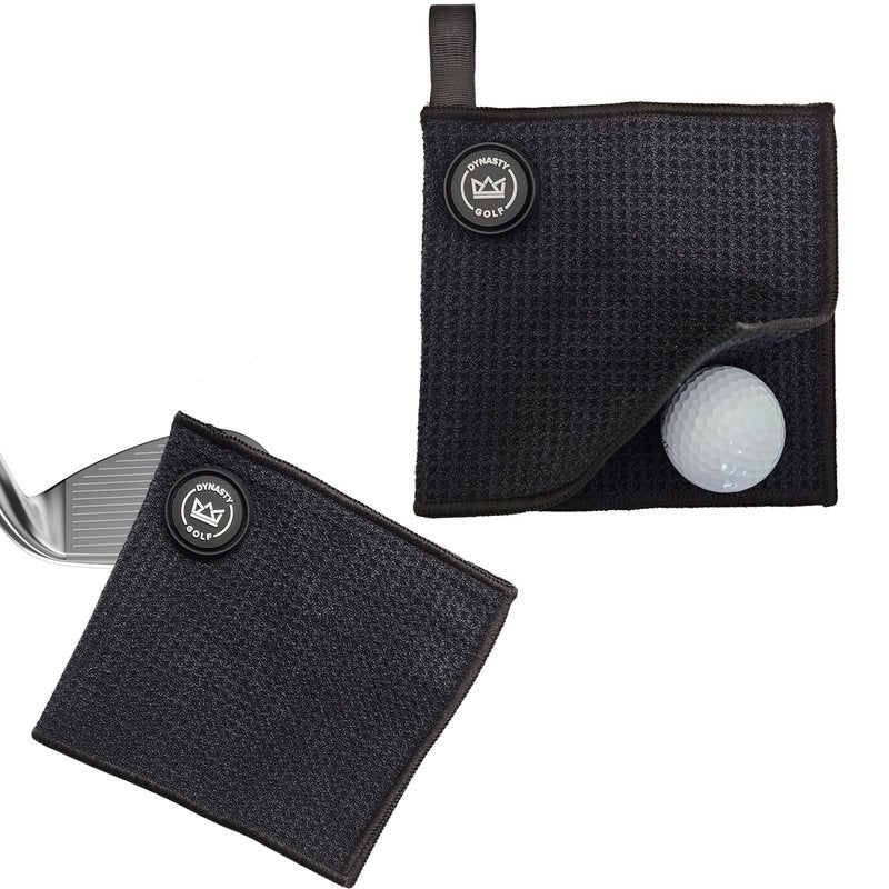 Golf Ball Cleaning Towel, Pocket-Size Greenside Mini Golf Towel with Magnetic Pickup, Waffle Microfiber