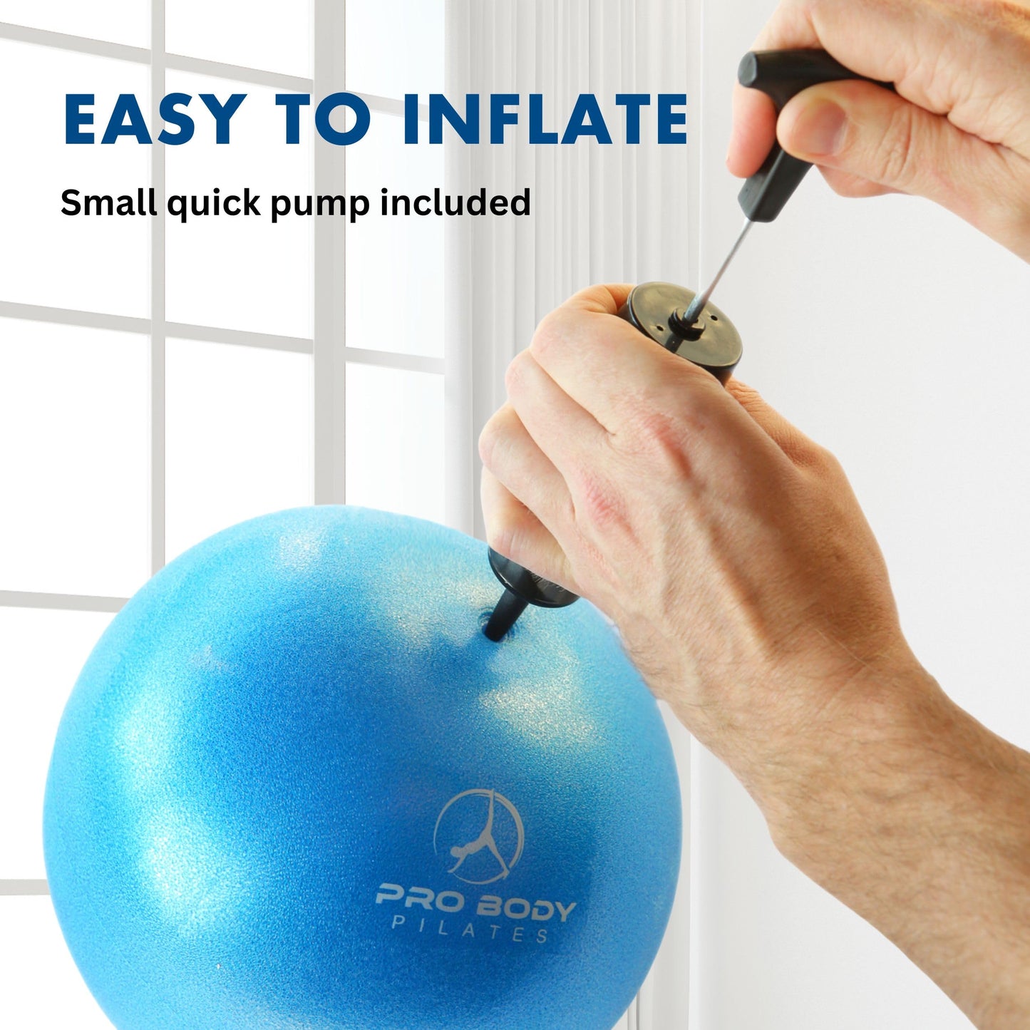ProBody Pilates Small Exercise Ball with Pump - 9 Inch Workout Ball for Stability, Barre, Yoga, Core & Physical Therapy, Home Gym & Office Use (Black)
