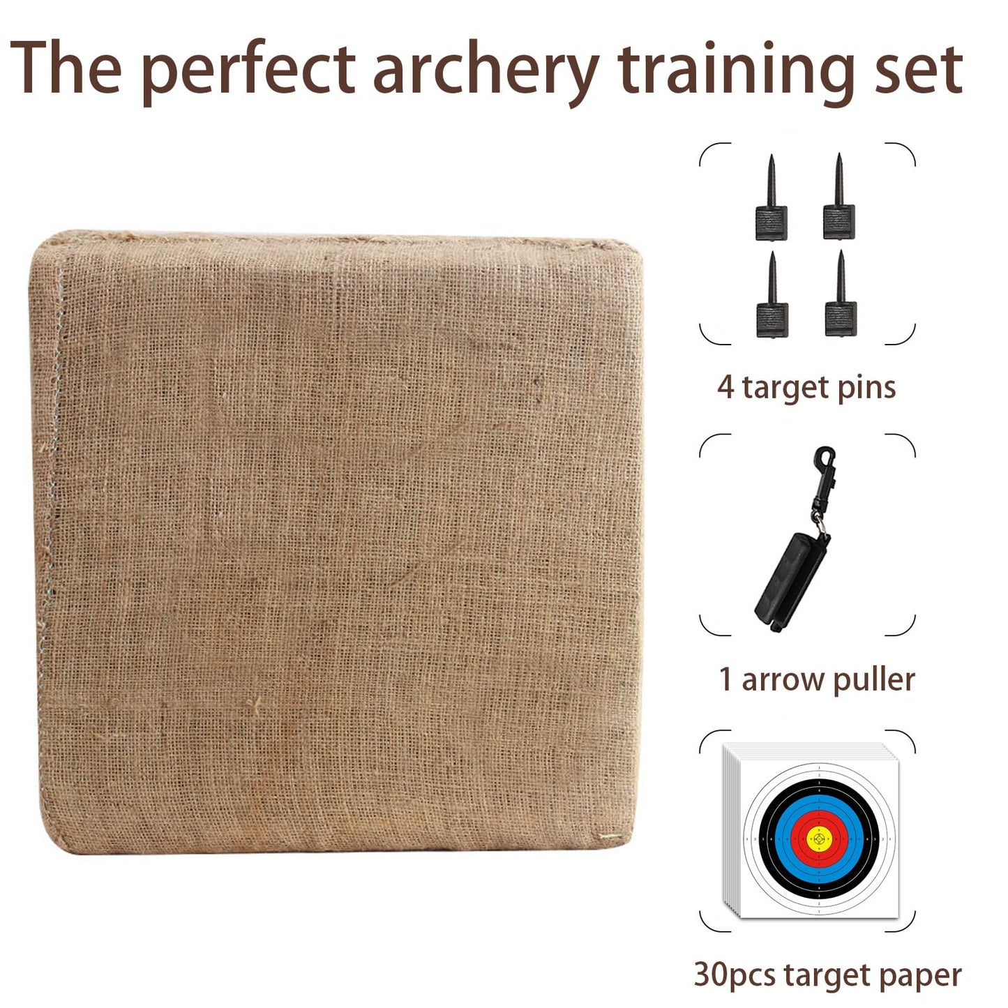 S F Archery Targets for Backyard with 20 pcs Archery Paper Targets and Arrow Puller Target Nail, Water Proof Straw Target for Youth Beginner Adult Outdoor Shooting Practice