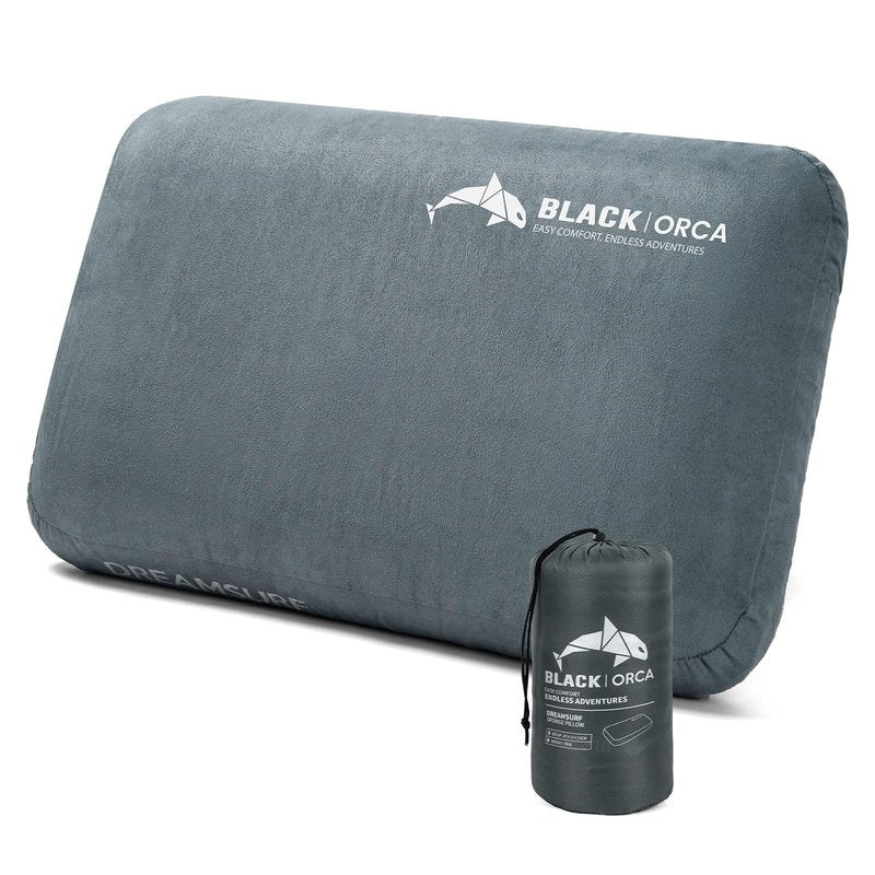 BLACK ORCA Memory Foam Camping Pillow, Lightweight & Portable Travel Pillow, Backpacking Pillow with Removable Cover, Ergonomic Pillows, Neck Lumbar Support for Outdoor Camp, Hiking, Backpacking Sleep