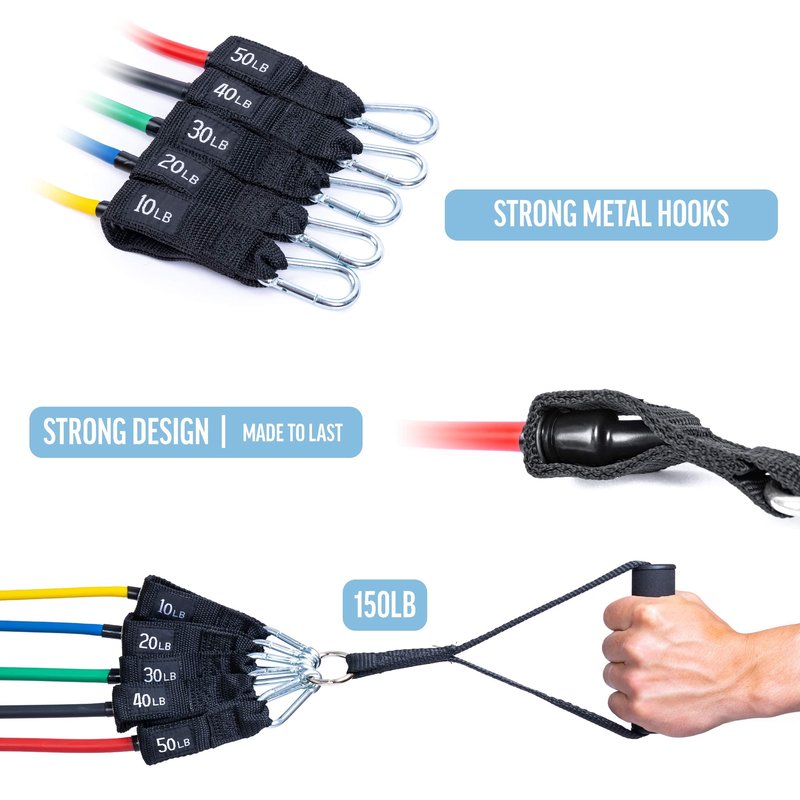 Kool&FIT 17 Pieces Resistance Bands Set Stackable up to150 lb|Hip Bands|Sliders|Jump Rope|Booty Bands|Exercise Bands|Physical Therapy Bands| Pull Up Bands|Weight Lifting Yoga Pilates|Rehab Bands|