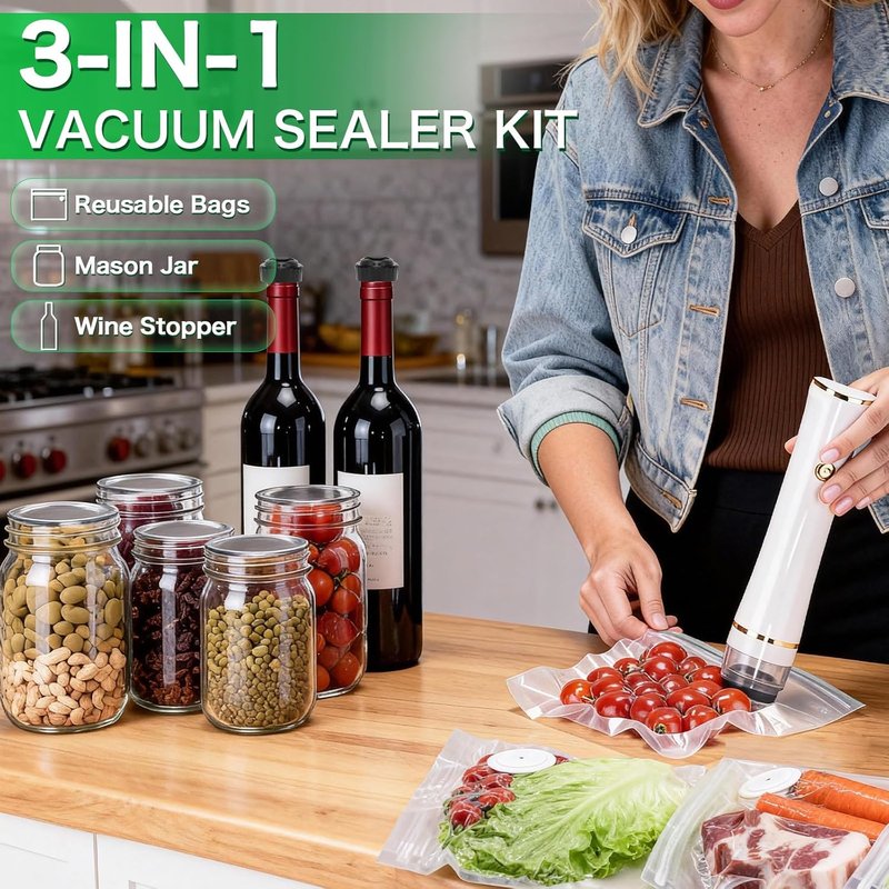 Compact Vacuum Sealer for Food Storage - Preserve Freshness with Bags & Accessories | Ideal for Home & Travel