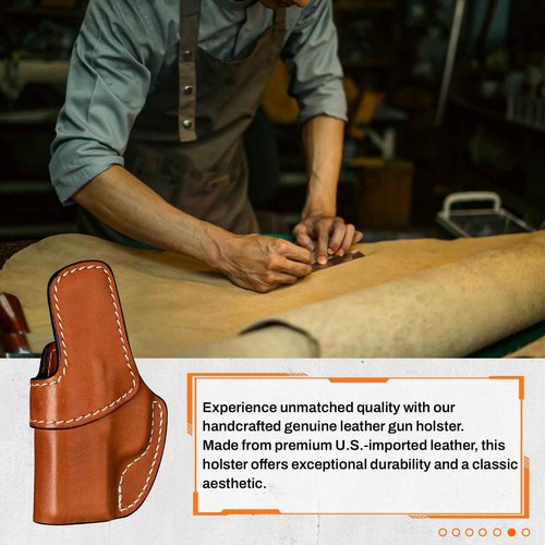 Premium IWB Leather Holster for SIG Sauer P365, P365X, P365XL, Optic-Ready Concealed Carry Holster, Molded Leather, Steel Clip Fits 1.75" Belt,Right-Hand Inside Waistband Holster, Classic Brown Color