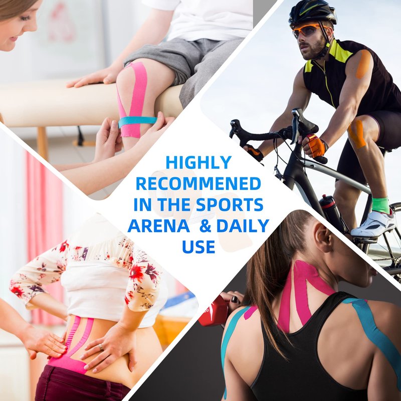 PHYTOP K Tape 12 Roll Pack Athletic Tape - Waterproof Precut Kinesiology Tape (10" Strips) for Knees Shoulders Ankles Elbows, Latex Free Breathable kinesiotape for Sports & Recovery (Mixed Colors)