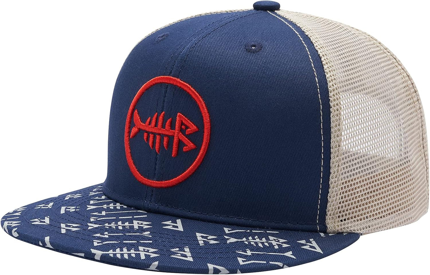 BASSDASH Flat Brim Trucker Cap - Adjustable Snapback Hat for Men & Women | Mesh Back Design