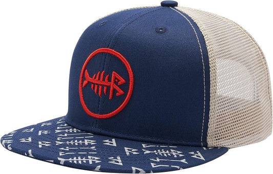 BASSDASH Flat Brim Trucker Cap - Adjustable Snapback Hat for Men & Women | Mesh Back Design